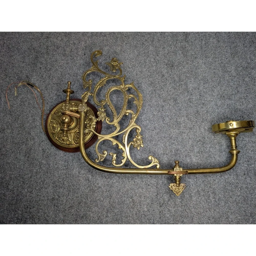 Vintage Brass Piano Candelabra WIRED Wall Sconce Electric Light‎ No Globe READ